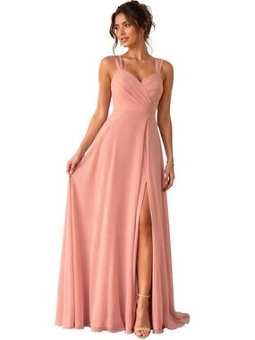 Azazie Nahrin Dusty Rose Chiffon Dress A6
